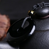 Pierre-naturelle-obsidienne-ronde-paix-fermoir-pendentifs-collier-bijoux-la-mode-noir-brillant-bouton-de-s