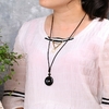 Pierre-naturelle-obsidienne-ronde-paix-fermoir-pendentifs-collier-bijoux-la-mode-noir-brillant-bouton-de-s
