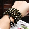 Obsidienne-naturelle-Six-mots-bronzant-108-perles-Bracelet-bijoux-de-mode-avec-de-nombreuses-couches-Bracelets