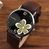 Femmes-montres-fleur-mode-cuir-analogique-Quartz-Vogue-montre-bracelet-en-cuir-bracelet-horloge-Couple-montres