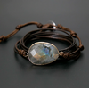 Bracelet bohème « Bḥāgavad » Esprit protecteur – en Cuir ciré et Labradorite-7
