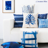 Housse de Coussin Bleue « Nīlavarṇa » en Lin et Coton mélangés-0.1