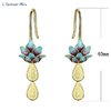 Boucles d’Oreilles Ethniques « Pādma » Lotus Bleu en Argent-2