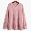 Vent-paresseux-contraste-col-en-v-Chenille-pull-femmes-automne-hiver-haut-ample-bas-velours-pull
