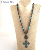 Long Collier «Satyānaṇda» Esprit bohème, en Bronzite et Turquoise-4.1