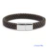 Bracelet en Cuir tressé « Kailashnath » à Fermoir magnétique-Café mat