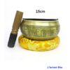 Bol Tibétain « Bouddha de la Médecine » avec bâton de cuir et coussin-15 cm