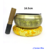 Bol Tibétain « Bouddha de la Médecine » avec bâton de cuir et coussin-16.5 cm