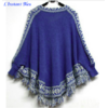 Pullover Poncho Style Boho « Anoki » - Bleu cobalt