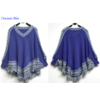 Pullover Poncho Style Boho « Anoki » - Bleu cobalt-2