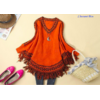 Pullover Poncho Style Boho « Anoki » - Orange 2