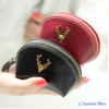 Porte-monnaie vintage « Shambhala » en cuir-Noir et Rubis