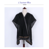 Echarpe ethnique « Kālī », Style Bohème Plumes et Pompons – mod 2-6
