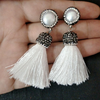 Boucles d’Oreilles vintage « Devavānī »-Perles- Blanc 1