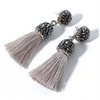 Boucles d’Oreilles vintage « Devavānī »-Perles- Gris argent 1