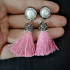 Boucles d’Oreilles vintage « Devavānī »-Perles- Rose pâle 1