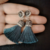 Boucles d’Oreilles vintage « Devavānī »-Strass- Gris anthracite 1