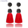 Boucles d’Oreilles vintage « Devavānī »-Strass-Rouge 1