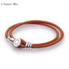 Bracelet cuir double « Gaṇāpatī  » en Argent- terra