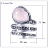 Bague anneau vintage « Śheṣha» en Argent et Quartz rose-Dimensions