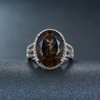 HUTANG-Naturel-8-3ct-Pierre-Anneaux-De-Mariage-Ovale-Quartz-Fum-Solide-925-Sterling-Argent-Cocktail