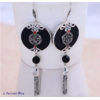 Boucles d’Oreilles Ethniques « Śrīvatsa » en Onyx noir et Argent-4