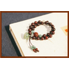 Bracelet Ethnique « Chandānā » Lotus Sacré - en Bois de Santal rouge et Jade naturel-6-