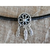 Collier noir charm 3 plumes-3
