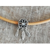 Collier cuir Camel +  charm 3 plumes-3