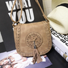 Mini Sac besace vintage « Vimāna » en Cuir végan-Grège