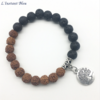 Bracelet Ethnique « Ātman » en Rudraksha et Pierre de lave-1