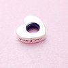 Nouvelle-925-Perles-En-Argent-Sterling-Charme-Vous-et-Moi-Deux-Coeurs-Avec-Rouge-Cubique-Zircone