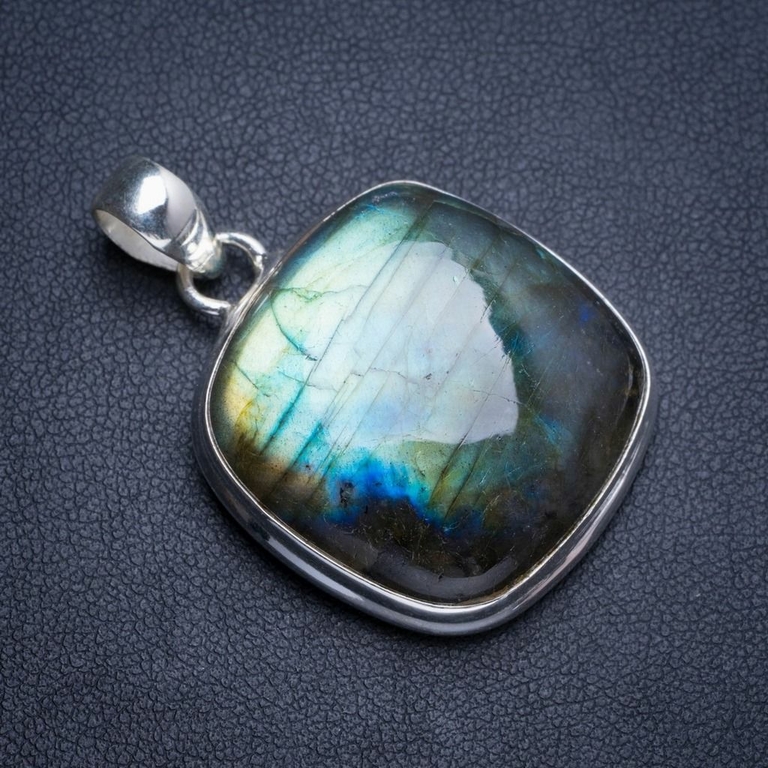 Pendentif fait main en argent sterling 925 avec labradorite - 3,5 cm - France