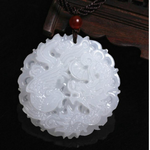 Pendentif Ethnique « Dragon et Phoenix » en Jade Blanc-3