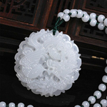 Pendentif Ethnique « Dragon et Phoenix » en Jade Blanc-5