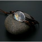 Bracelet bohème « Bḥāgavad » Esprit protecteur – en Cuir ciré et Labradorite-8