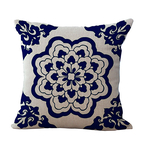 Housse de Coussin  « Kaśmīra » Blue Spirit -  en Coton et Lin  -6