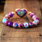 Bracelet bohème « Hari om »  – en Jaspe Impérial dit Océan-3.1