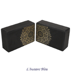 Lot de 2 Briques de Yoga « Pratyāhāra » Noir et Or-9.1