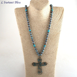 Long Collier «Satyānaṇda» Esprit bohème, en Bronzite et Turquoise-6.1