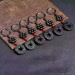 Porte-cl-s-rond-en-obsidienne-naturelle-Style-chinois-brillant-bouton-de-s-curit-pour-voiture