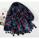 Echarpe Kérala Floral Bleu-Noir-Rose -2