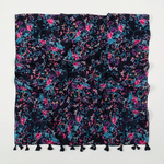 Echarpe Kérala Floral Bleu-Noir-Rose -3