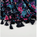 Echarpe Kérala Floral Bleu-Noir-Rose -5