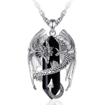 Pendentif  « Nāgarāja » Dragon Spirituel, en Obsidienne -2