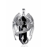 Pendentif  « Nāgarāja » Dragon Spirituel, en Obsidienne -1