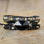 Bracelet bohème « Chapalām » Esprit libre – en Onyx noir-1