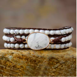 Bracelet bohème « Lokāḥ » Esprit libre en Cuir et Howlite-1