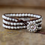 Bracelet bohème « Lokāḥ » Esprit libre en Cuir et Howlite-3