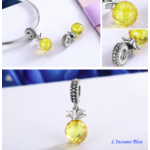 Charms Fantaisie : 7 Charms Argent, Perle ou Cristal- Ananas 3